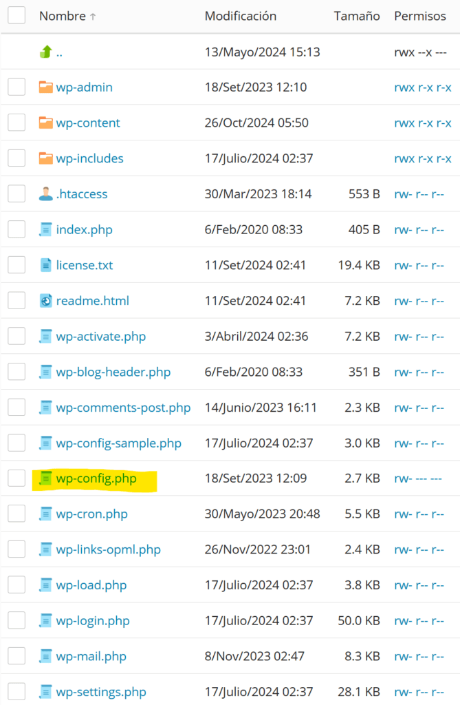 ¿Cuál es el archivo de configuración de WordPress? 1 archivo de configuración de wordpress wp-config.php